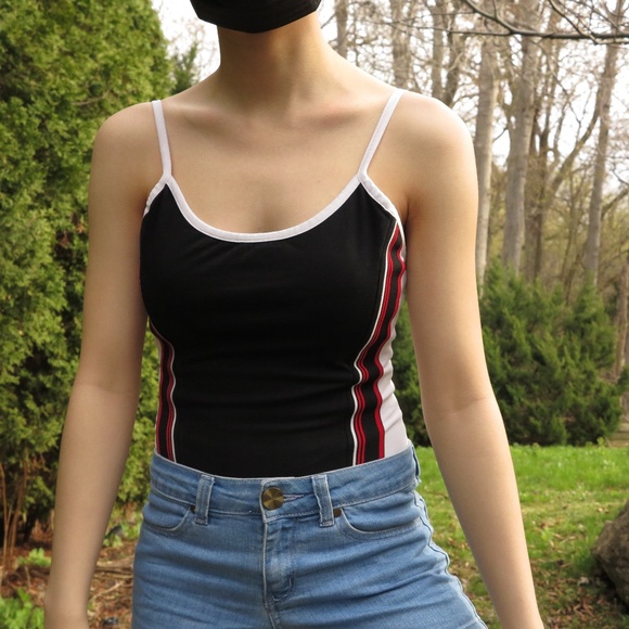 vintage 70's tricoloured cotton bodysuit - Picture 2 of 3